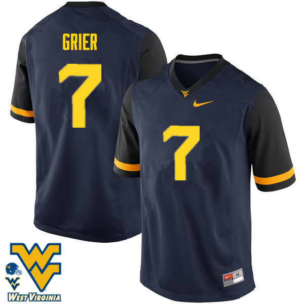 Men #7 Will Grier West Virginia Mountaineers College Football Jerseys-Navy - Click Image to Close
